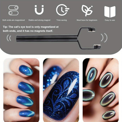 4-in-1 Y-Shaped Cat Eye Nail Magnet Stick Double Head – Heart & Multi-Pattern Magnetic Tool for Cat Eye Gel Polish Nail Art