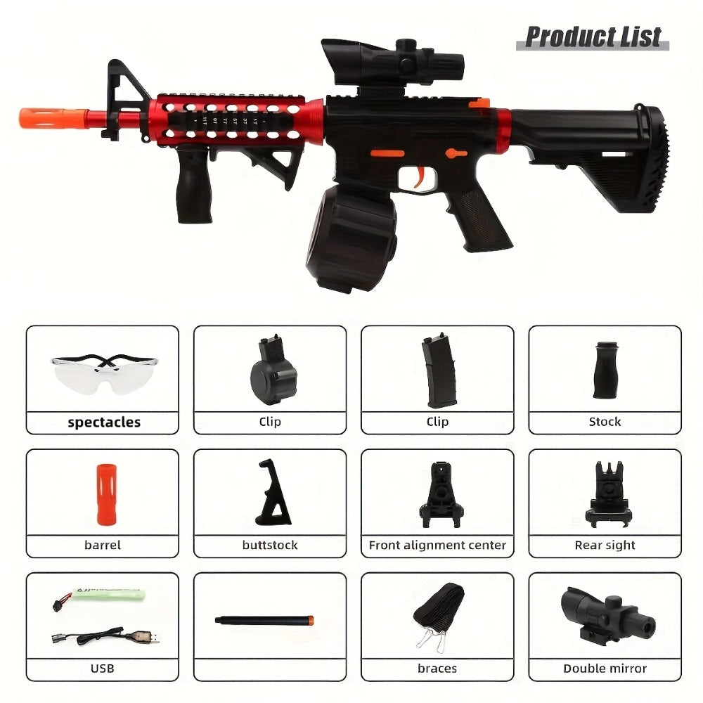 High-Performance Rechargeable Electric Splash Ball Toy Gun, USB Charge Portable Combat Outdoor Shooting Rifle for Kids Boys Teens