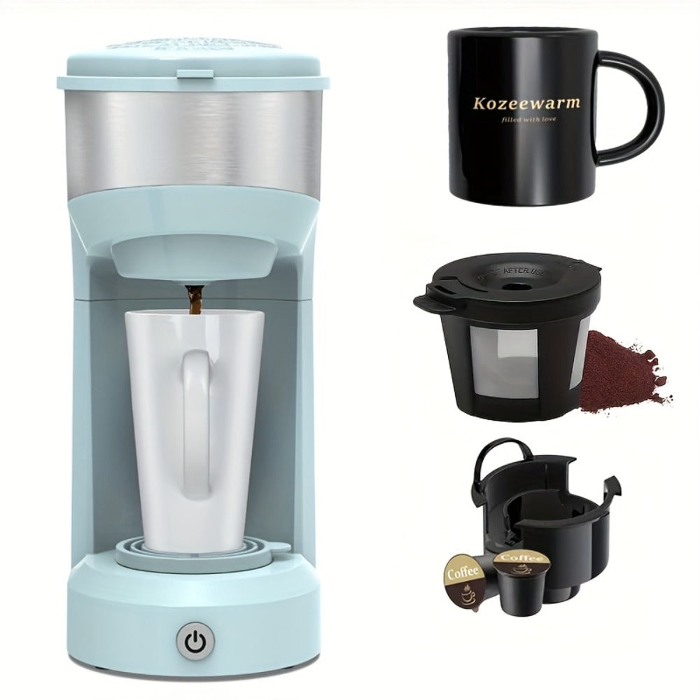 3-in-1 Coffee Machine Single Serve Brewer for K-Cup Pods Ground Coffee and Tea Compact with Reservoir for Kitchen Office Home Dark Blue