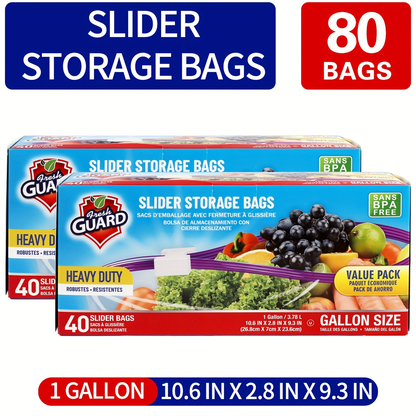 Storage Bags Fresh Guard Slider Freezer Bags in Quart, Gallon and 2.5-Gallon Sizes with 22- to 150-Count Options