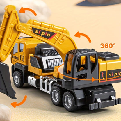 Die-Cast Construction Vehicle Toy Set, Mini Alloy Excavator, Dump Truck, Cement Mixer & Crane Trucks for Toddlers Boys Ages 3+