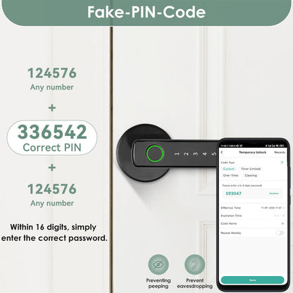 Aluminum Alloy Smart Door Handle Lock 4-in-1 with Fingerprint, Password, App & Key, Left & Right Hand Compatible