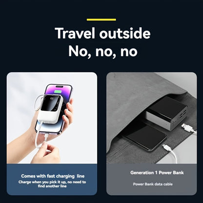 Power Bank 21000mAh Mini with 5W or 22.5W Power Options, Built-In Cable Set and LED Display