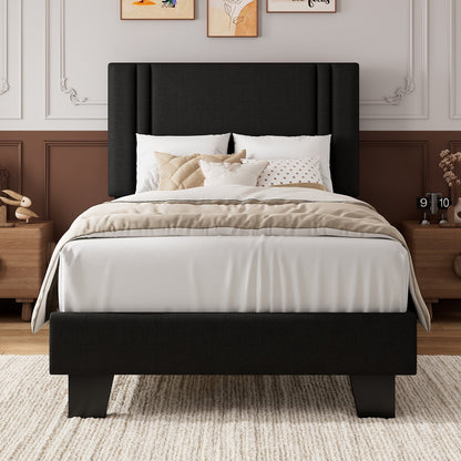 Bed Frame shown in the Balck-Twin, Striped option