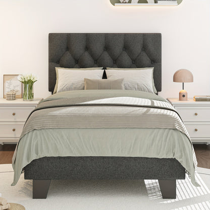 Bed Frame shown in the Dark Gray-Twin, Button Tufted option