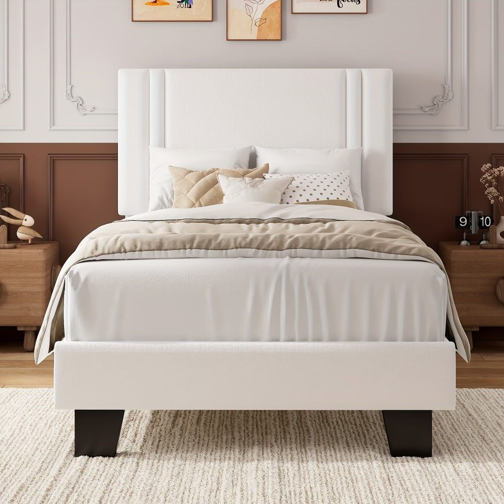 21-Inch Solid Wood Bed Frame with Tufted Back and No Box Spring Needed for Bedroom detail image - detail view 10