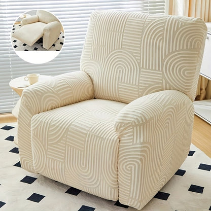 Recliner Slipcover, Four-Piece Elastic Jacquard Single-Seat Chair Cover in Six Color Options