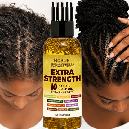 Hair Growth Oil 10-in-1 Botanical Herbal Blend Batana Rosemary Fenugreek Castor Red Onion Ginseng Turmeric Pumpkin Seed Nourishes