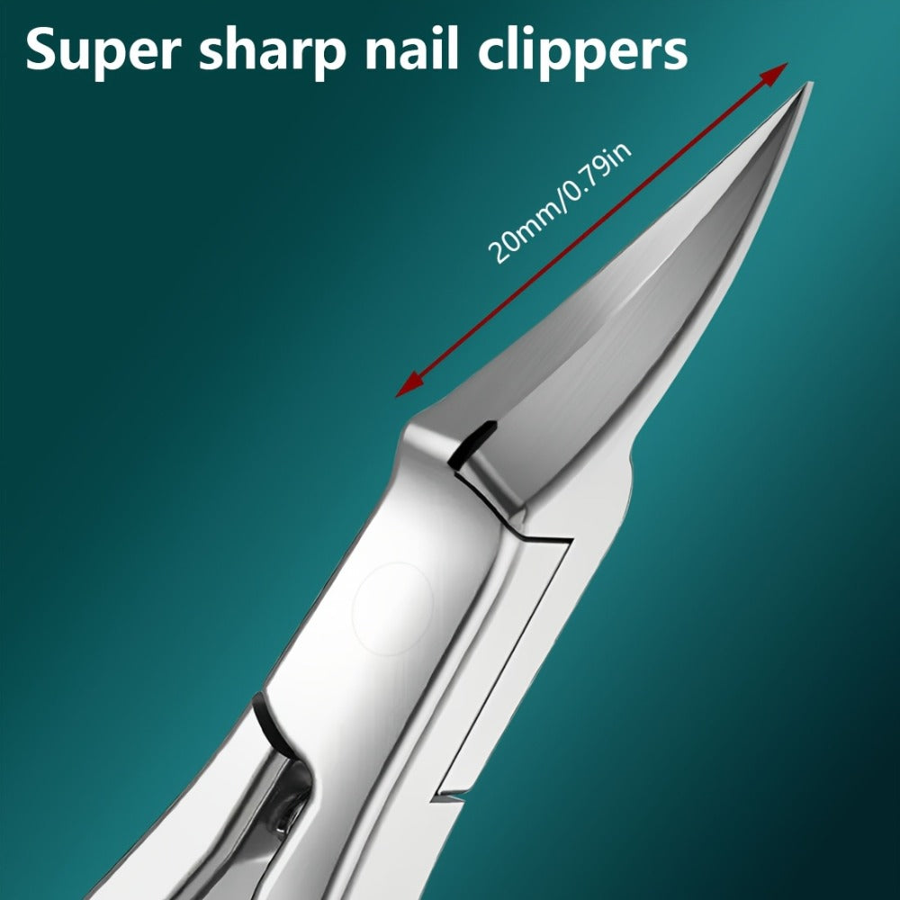 4CR13 Stainless-Steel Nail Clipper with Extended 68-Degree Right-Angle Blade and Silver Finish