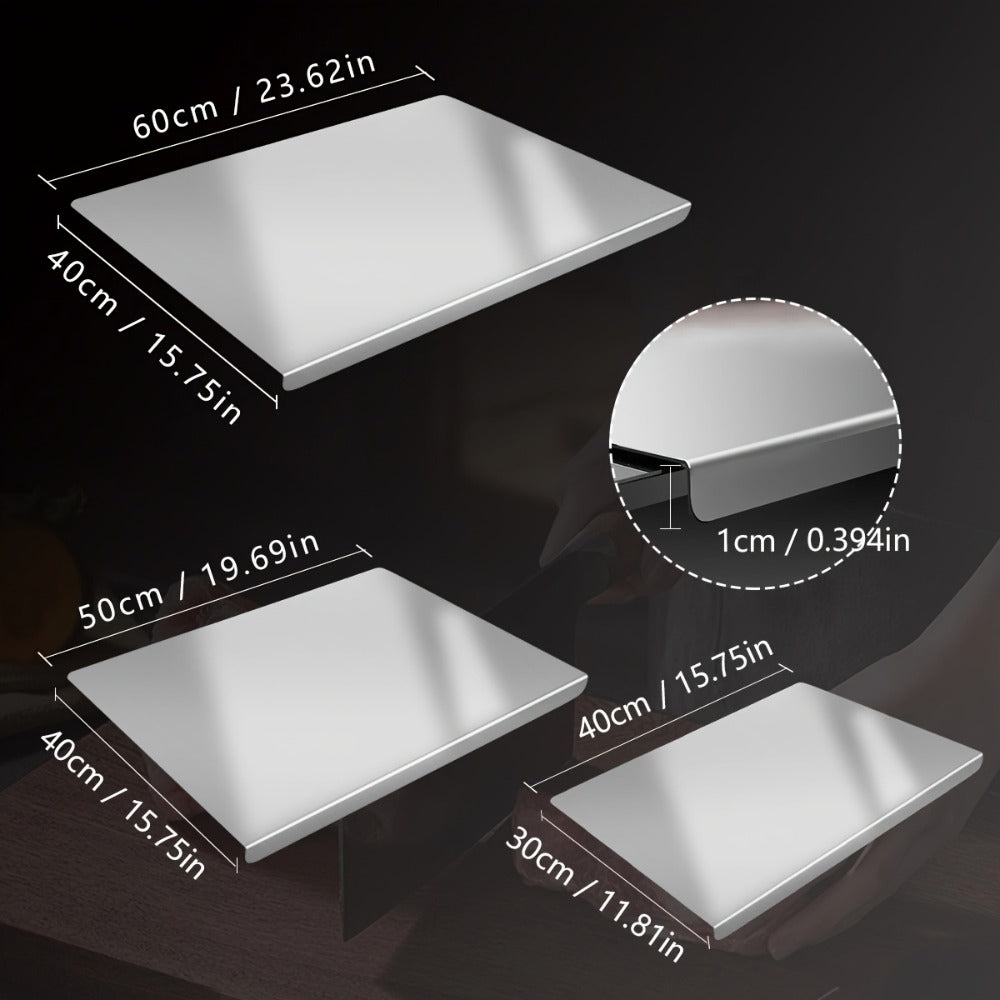 Stainless-Steel-Labeled Cutting Board and Pastry Mat with Smooth Faces and Three Rectangular Size Options