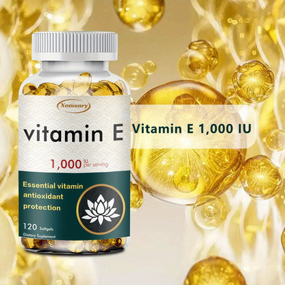 Vitamin E 1000IU Softgels 120 Count High Potency Antioxidant Supplement for Hair, Skin, Nails & Eye Health