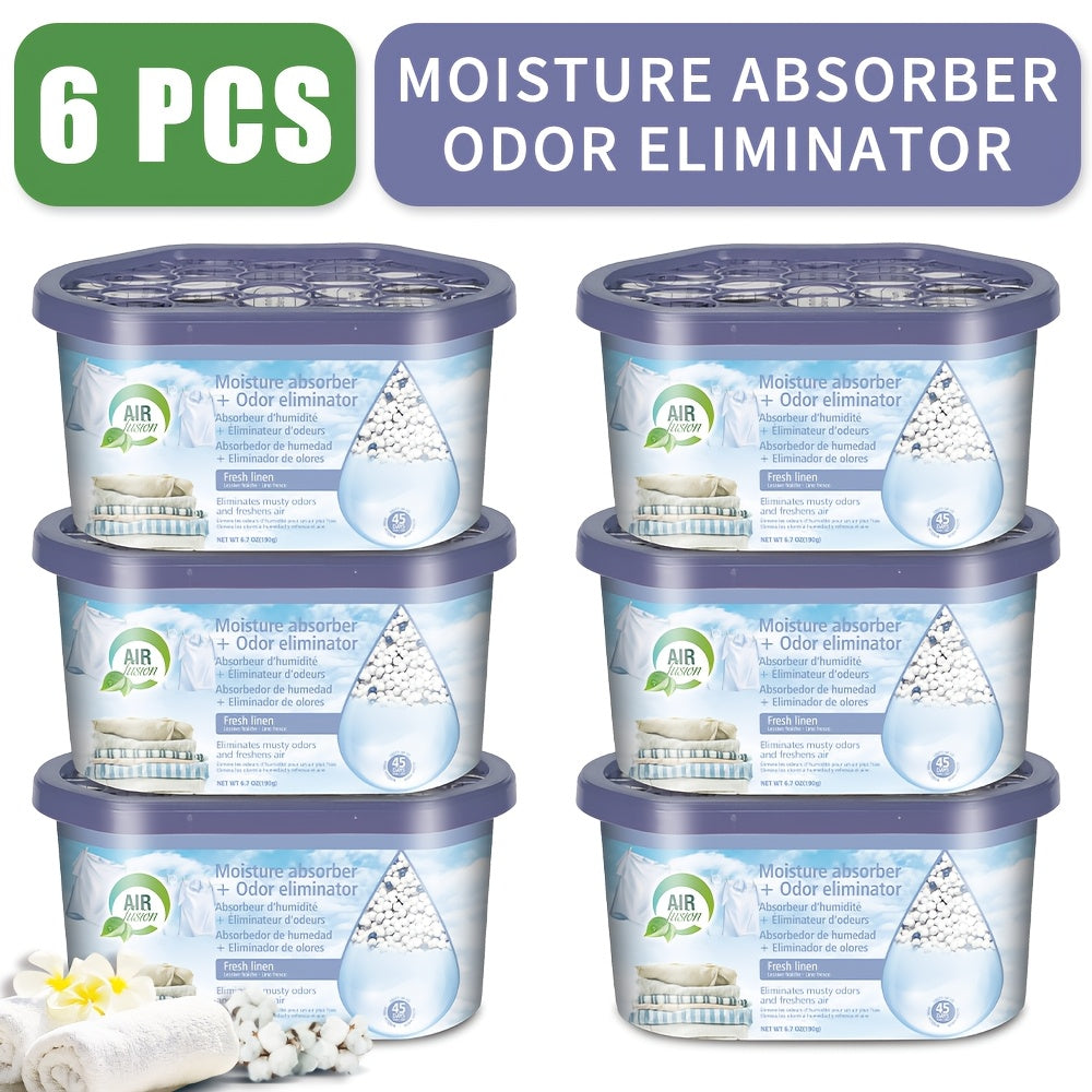 Moisture Absorber Dehumidifier Box 6-Pack, Odor Eliminator & Humidity Controller for Closet, Bathroom