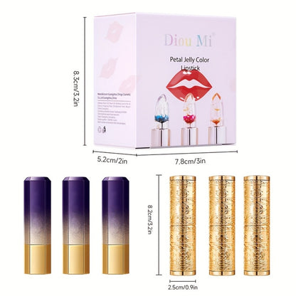Jelly Flower Lipstick Set 6-Pack Color Changing Lip Balm Temperature Activated Tint Hydrating Squalane Formula Moisturizing Tinted Lip Gloss