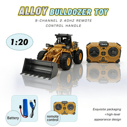 Remote Control Excavator Loader Dump Truck Toy for Kids 2.4GHz Alloy RC Construction Vehicle with Light & Sound