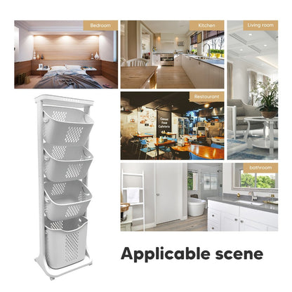 Rolling Laundry Hamper Cart with Wheels Multi-Tier | Large Capacity Laundry Basket with Removable Baskets | Wheeled Laundry Organizer