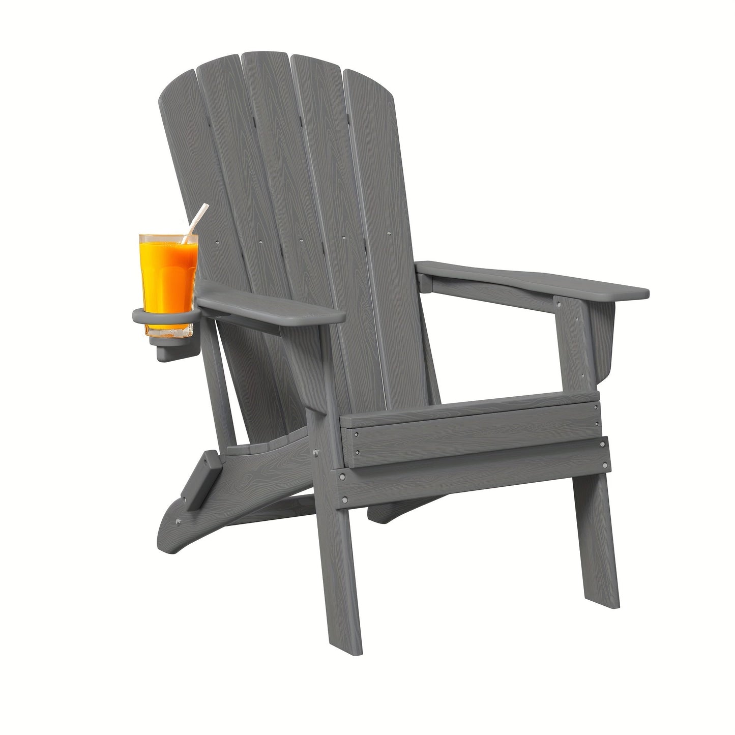 Folding Adirondack Chair with Cup Holder – HDPE All-Weather Outdoor Patio Chair