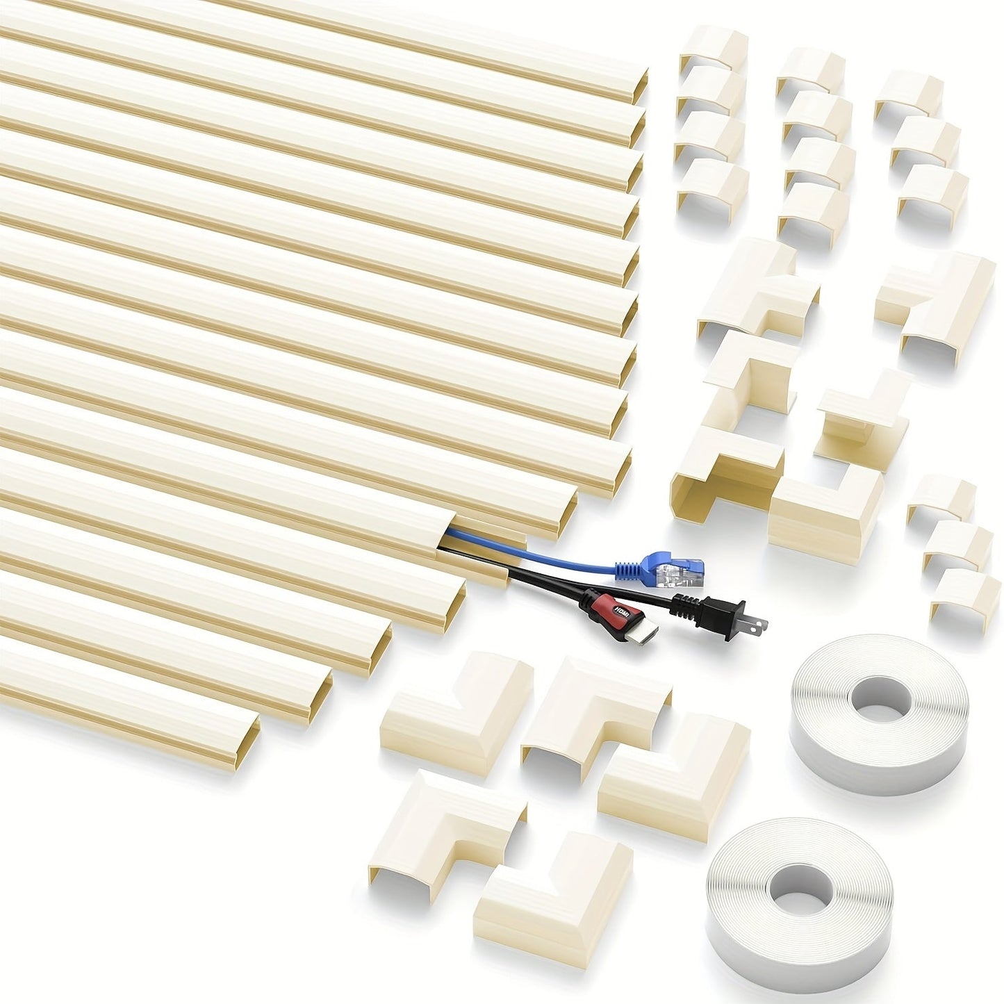 Wire Hider for Wall 15-Pack, 236 Inch No-Drill Paintable PVC Cord Cover, Conceals 3-4 Wires