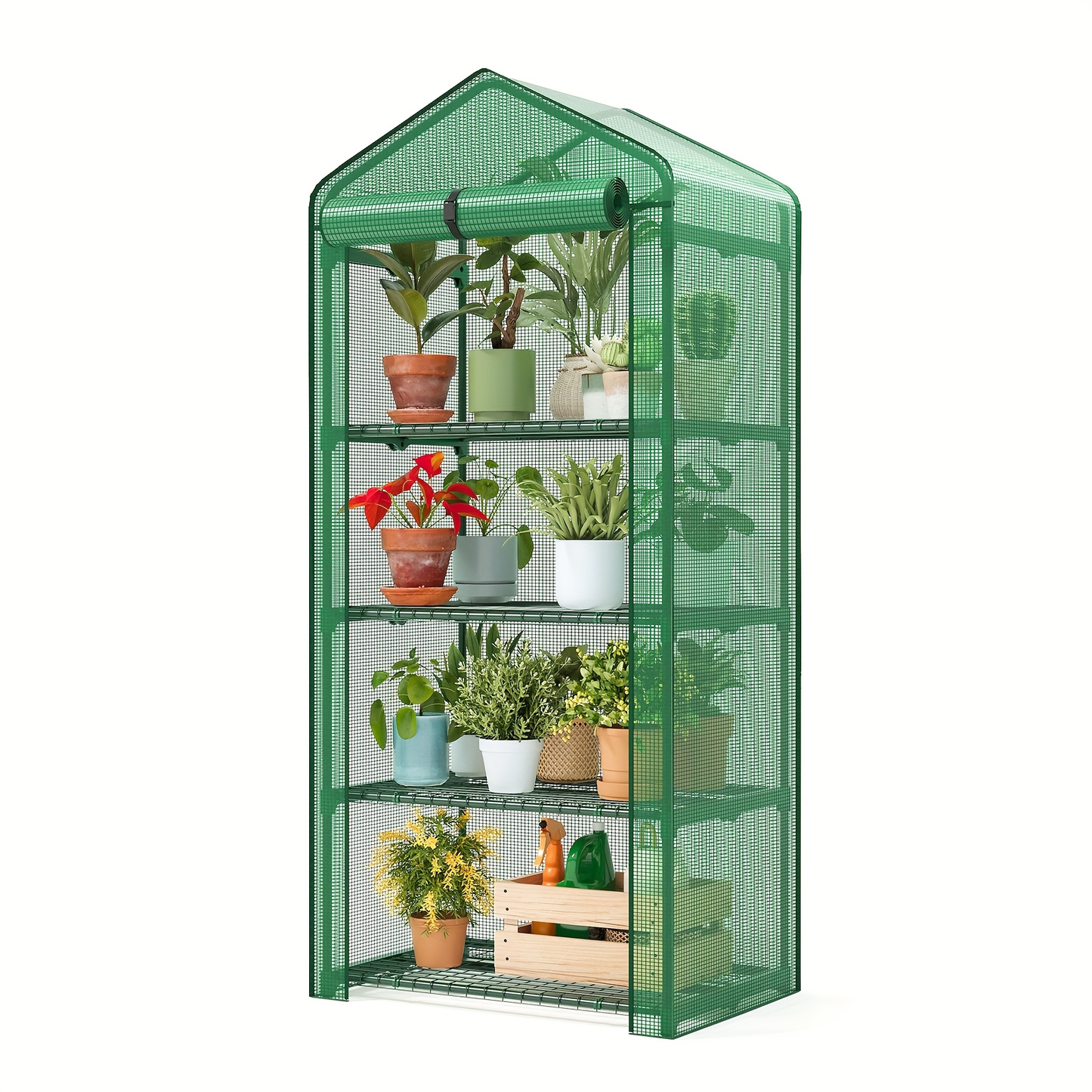 Tiered Greenhouse Shelves 3/4-Tier Portable Mini Plant Greenhouse with PE Cover & Aluminum Frame, Indoor Outdoor Warm House for Seedlings