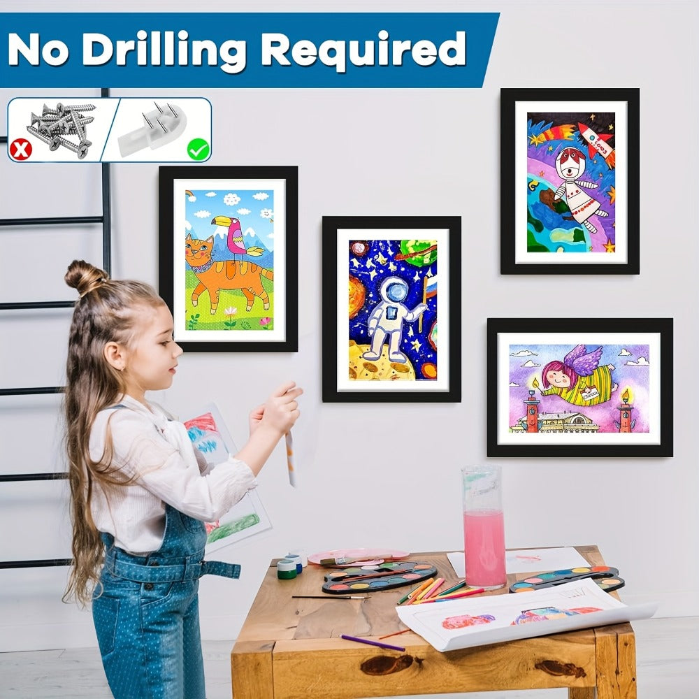 Kids Artwork Frames Front Opening Changeable 8.5x11 Inch Children Art Display Picture Frame for Drawing Crafts Photos Holds 130 Pieces Wood