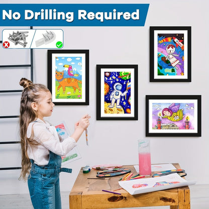 Kids Artwork Frames Front Opening Changeable 8.5x11 Inch Children Art Display Picture Frame for Drawing Crafts Photos Holds 130 Pieces Wood