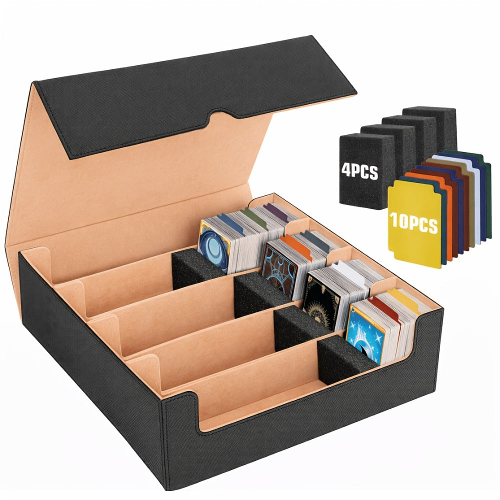 Trading Card Storage Box 5-Row 3900+ Capacity – Card Deck Case with 48 Colorful Dividers & 5 Foam Supporters for MTG Commander Yu-Gi-Oh