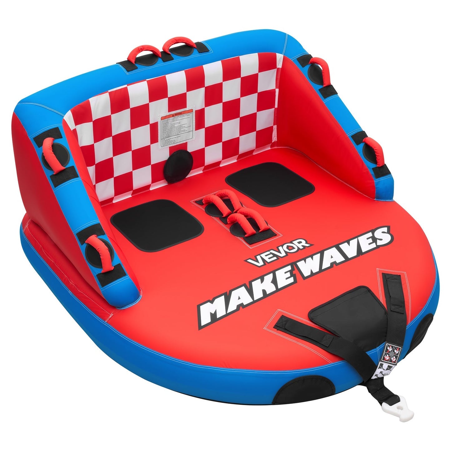 Towable Tube for Boating 2-Person – 340 lbs Inflatable D-Shape Boat Tube with Full Nylon Cover, Dual Tow Points