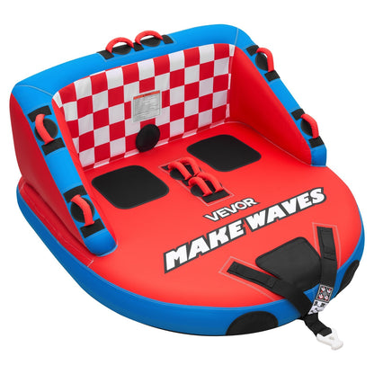 Towable Tube for Boating 2-Person – 340 lbs Inflatable D-Shape Boat Tube with Full Nylon Cover, Dual Tow Points
