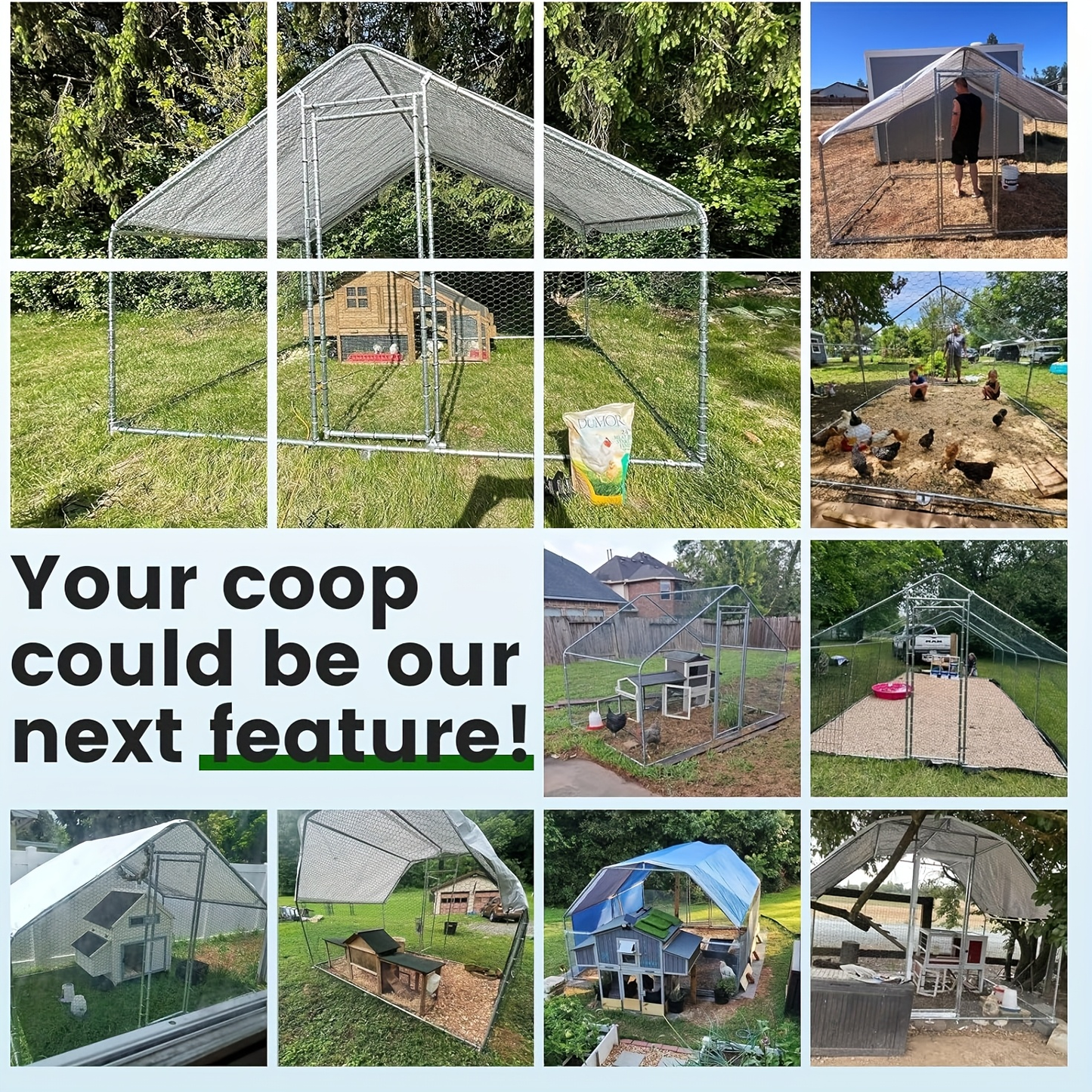 Metal Chicken Run Outdoor Poultry Cage Large Walk-in Enclosure for Chickens Ducks Rabbits for Garden, Patio and Yard Use