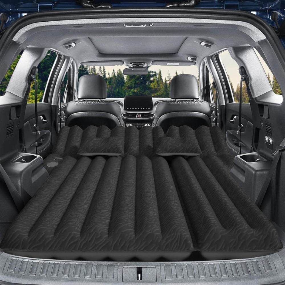SUV Air Mattress for Camping Inflatable Car Bed with Air Pump 2 Pillows Flocking Surface Portable Sleeping Pad for SUV Backseat Road Trip