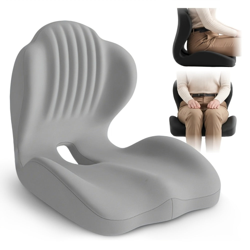 Memory Foam Seat Cushion Ergonomic with Back Support & Breathable Hollow Design – Comfortable Chair Pad for Office, Car Seat & Long Sitting