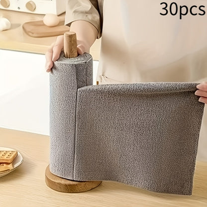 Reusable Microfiber Cleaning Towels 30-Pack, Kitchen Dish Cloth Roll, Absorbent Hand-Torn Disposable Napkins