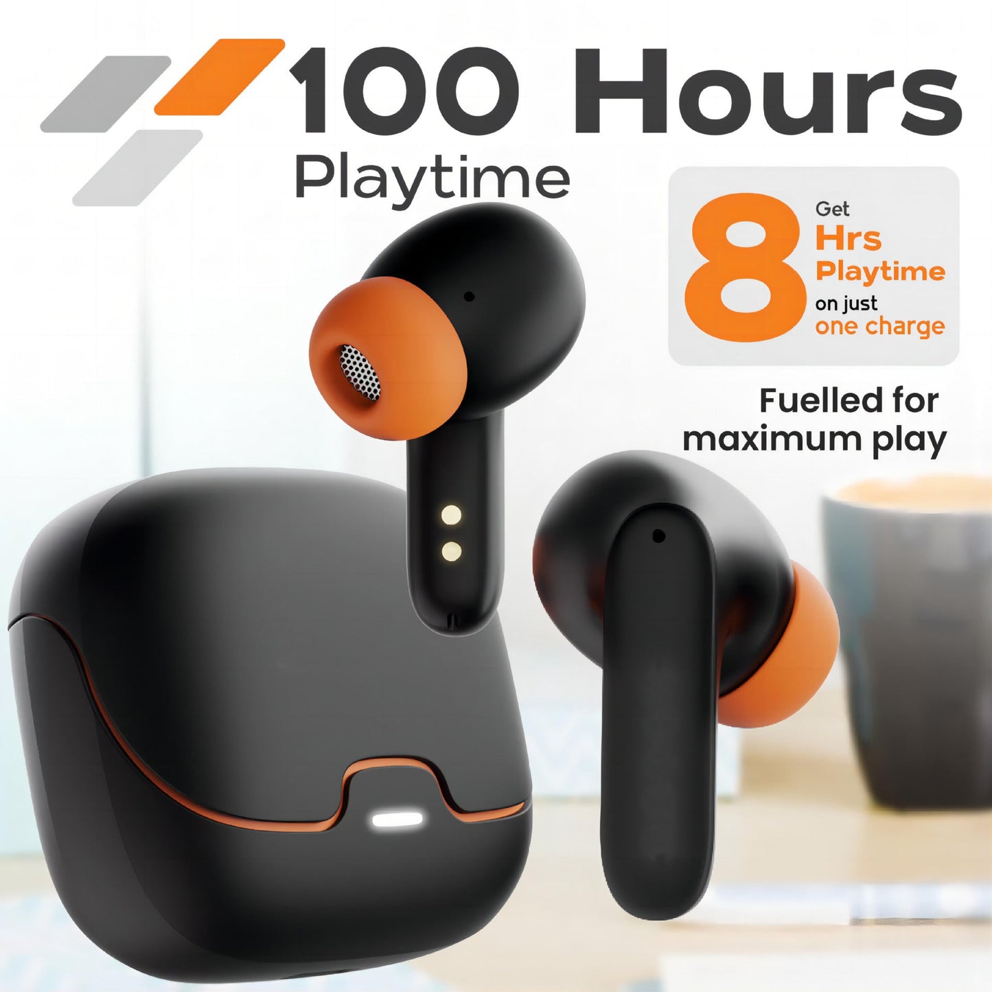Low Latency Game Mode TWS Wireless Earbuds Bluetooth 5.4, Long Range Noise Cancelling Mic Fast Charging Wireless Charging Case
