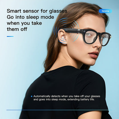 Smart Glasses 16GB Video Recording Eyewear with Source-Listed 4K Camera, Open-Ear Audio and Black Frame