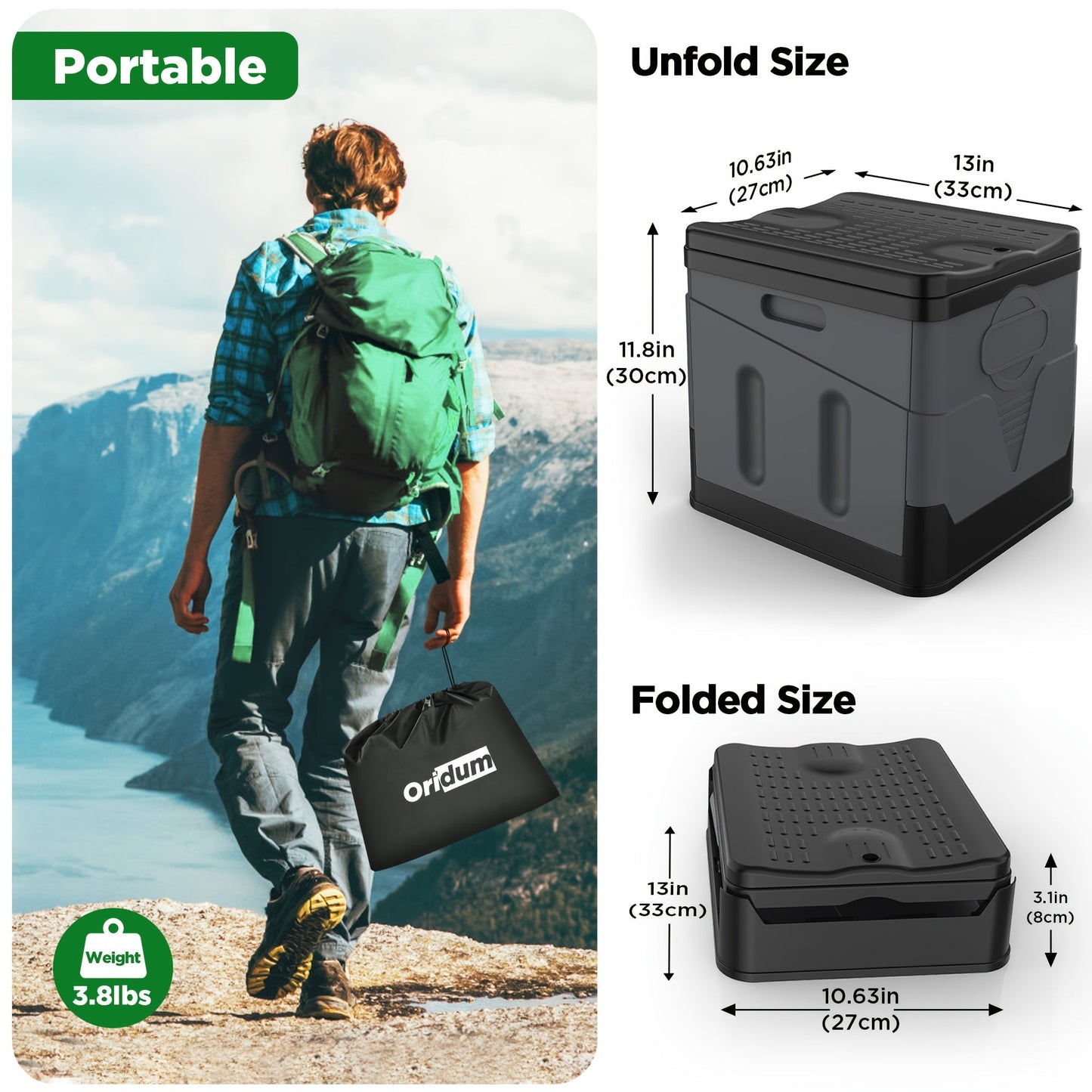 Portable Folding Camping Toilet with Carry Bag & 12 Waste Bags – Ventilated Easy-Clean Commode for Camping, Hiking, Boating, Road Trips