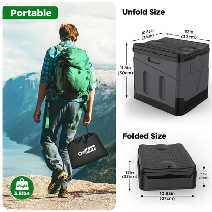 Portable Folding Camping Toilet with Carry Bag & 12 Waste Bags – Ventilated Easy-Clean Commode for Camping, Hiking, Boating, Road Trips