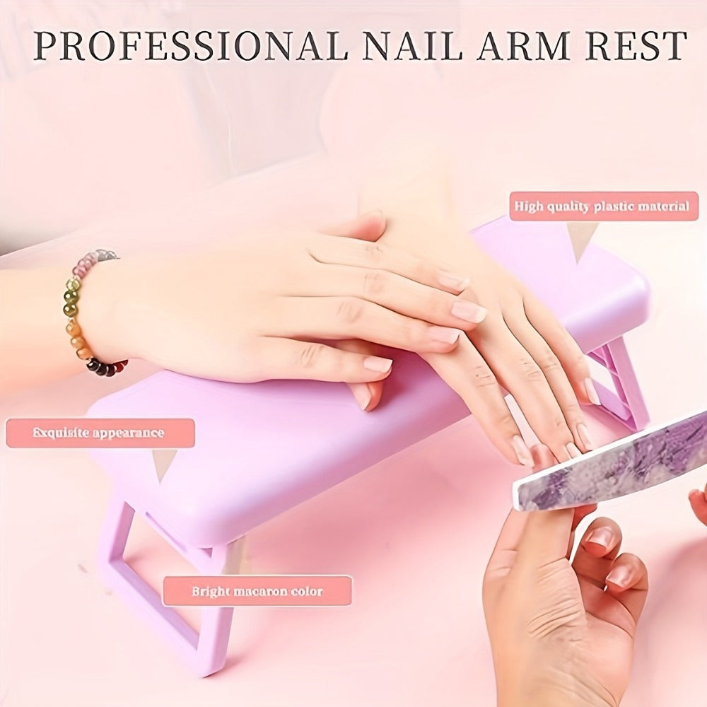 Folding Nail Armrest Hand Rest for Nail Technicians – Cushioned Wrist Support Pillow Bracket, Portable Manicure Table Stand