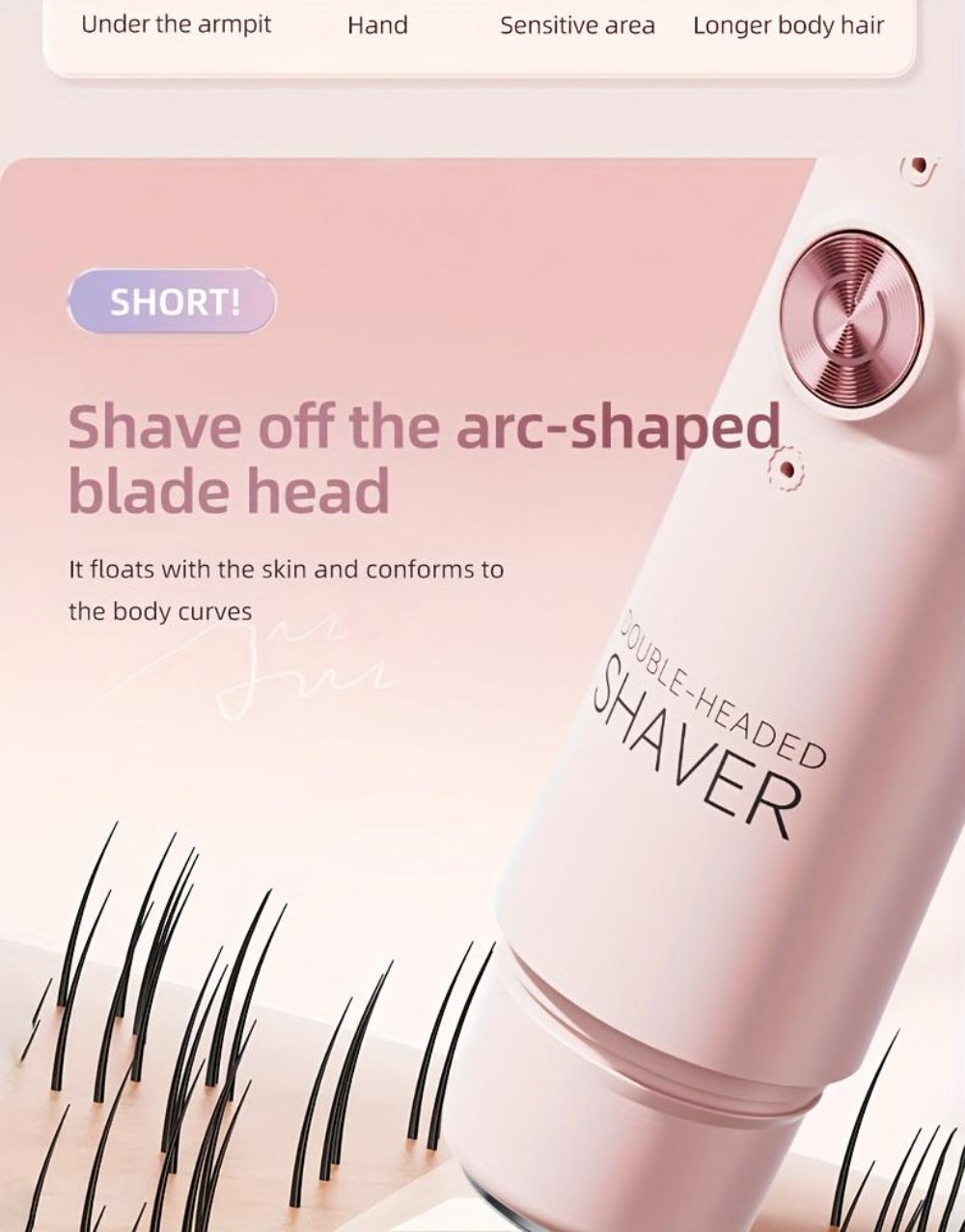 Electric Epilator for Women Double Head USB Rechargeable Hair Removal Shaver Bikini Trimmer Body Private Area Grooming Device