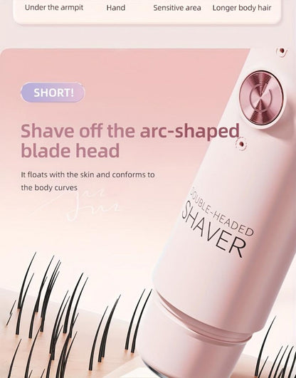 Electric Epilator for Women Double Head USB Rechargeable Hair Removal Shaver Bikini Trimmer Body Private Area Grooming Device