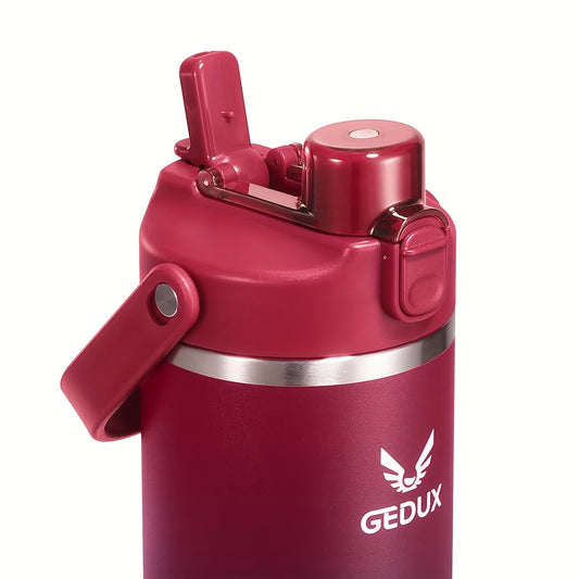 Handled Stainless Steel Tumbler with Flip Straw and Chug Lid, Silicone Boot, Pink or Black-Red Finish
