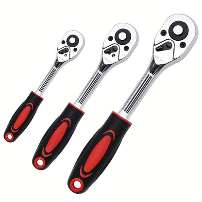 Three-Piece Ratchet Handle Set with 1/4, 3/8 and 1/2-Inch Drives, 72- or 24-Tooth Options Pictured