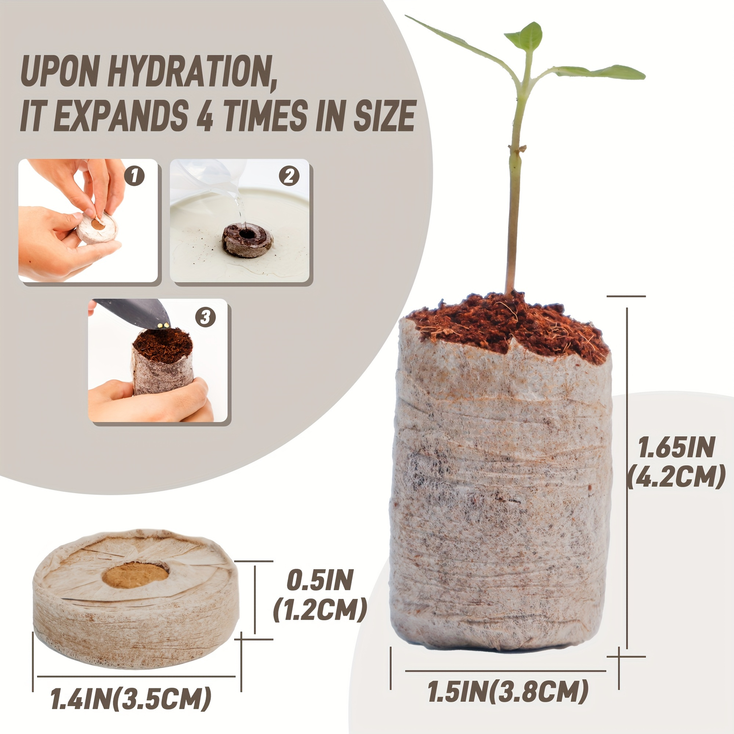 Peat Pellets Seed Starter 35mm Compressed | 50/100pcs Expandable Coir Discs for Seedlings Vegetables Flowers Herbs | Indoor Outdoor Seed