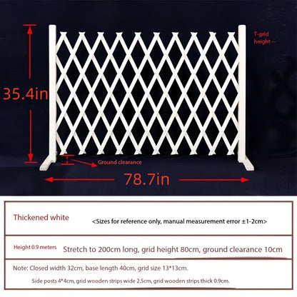 Dog Gate Folding Wooden – Thickened Natural Wood Grain Pet Barrier for Stairs Doorway & Home Entrance, Expandable Mesh Fence for Dogs