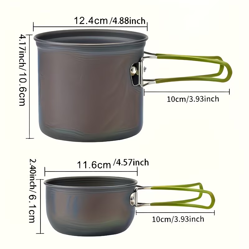 Portable Camping Cookware Set with Double Pot & Utensils – Lightweight Open Fire Cooking Kit with Forks Knives Spoons