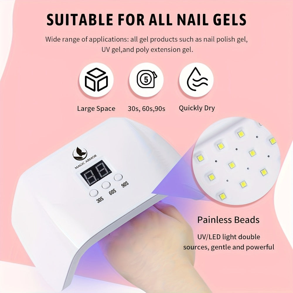 35-Color Gel Nail Polish Kit with UV LED Lamp, Electric Nail Grinder, Four Top Coats and Decoration Tools