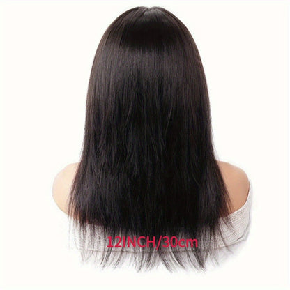 Glueless Straight Human Hair Wig 4x4 Lace Closure Pre-Plucked Natural Hairline Versatile Parting Natural Black 12-28 Inch Women No Glue
