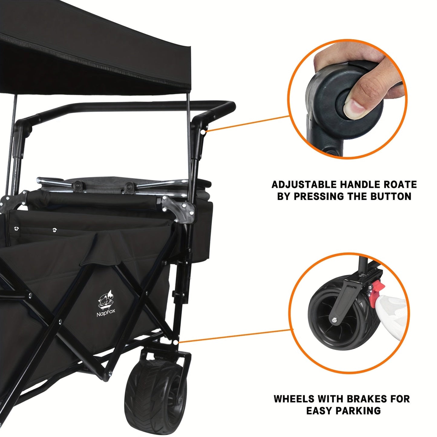 Folding Wagon Cart for Garden, Patio and Yard Use, with the Listed Configuration, for Everyday Use and Organized Storage