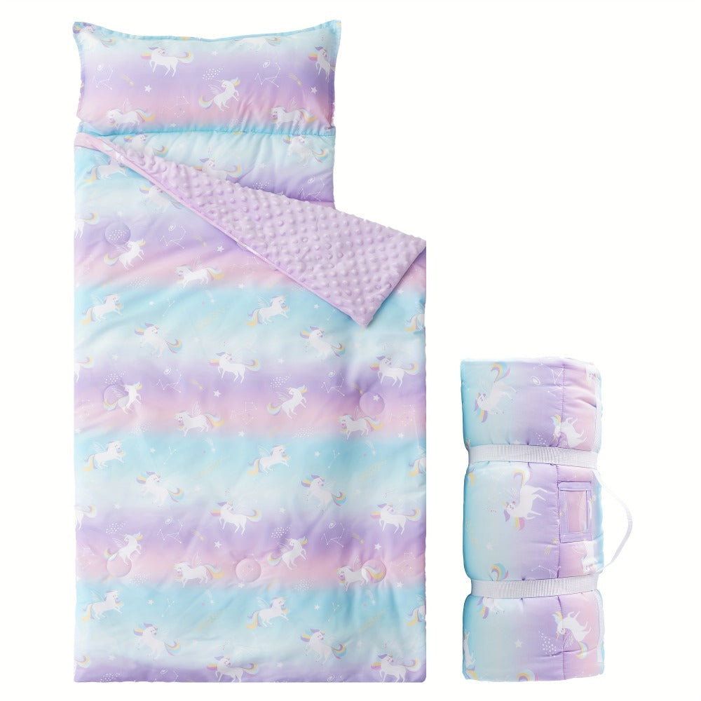 Kids Nap Mat Roll-Up Sleeping Mat for Daycare & Travel - 100% Polyester, Fun Prints for Entryways, Bedrooms and Living Spaces