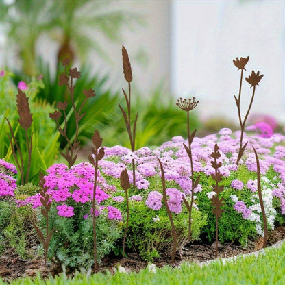 Rustic Metal Wildflower Stems, 12-Piece 30 cm Botanical Set for Vases, Planters and Garden Beds