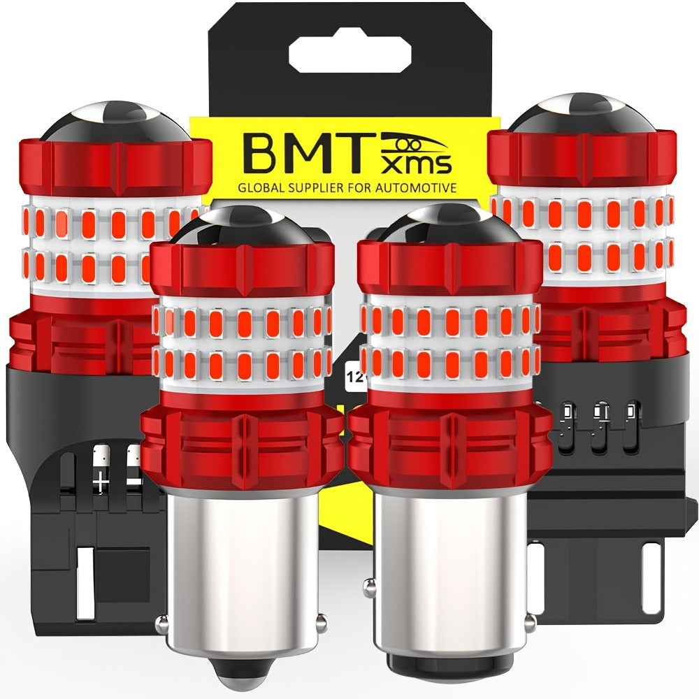 LED Brake Light Bulbs 1156 1157 3157 – Red Stop Tail Parking Lights with 3-Flash Warning, No Error, 2pcs (BA15S BAY15D 7443 3156 P21W)