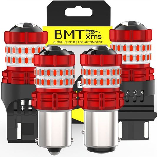 LED Brake Light Bulbs 1156 1157 3157 – Red Stop Tail Parking Lights with 3-Flash Warning, No Error, 2pcs (BA15S BAY15D 7443 3156 P21W)